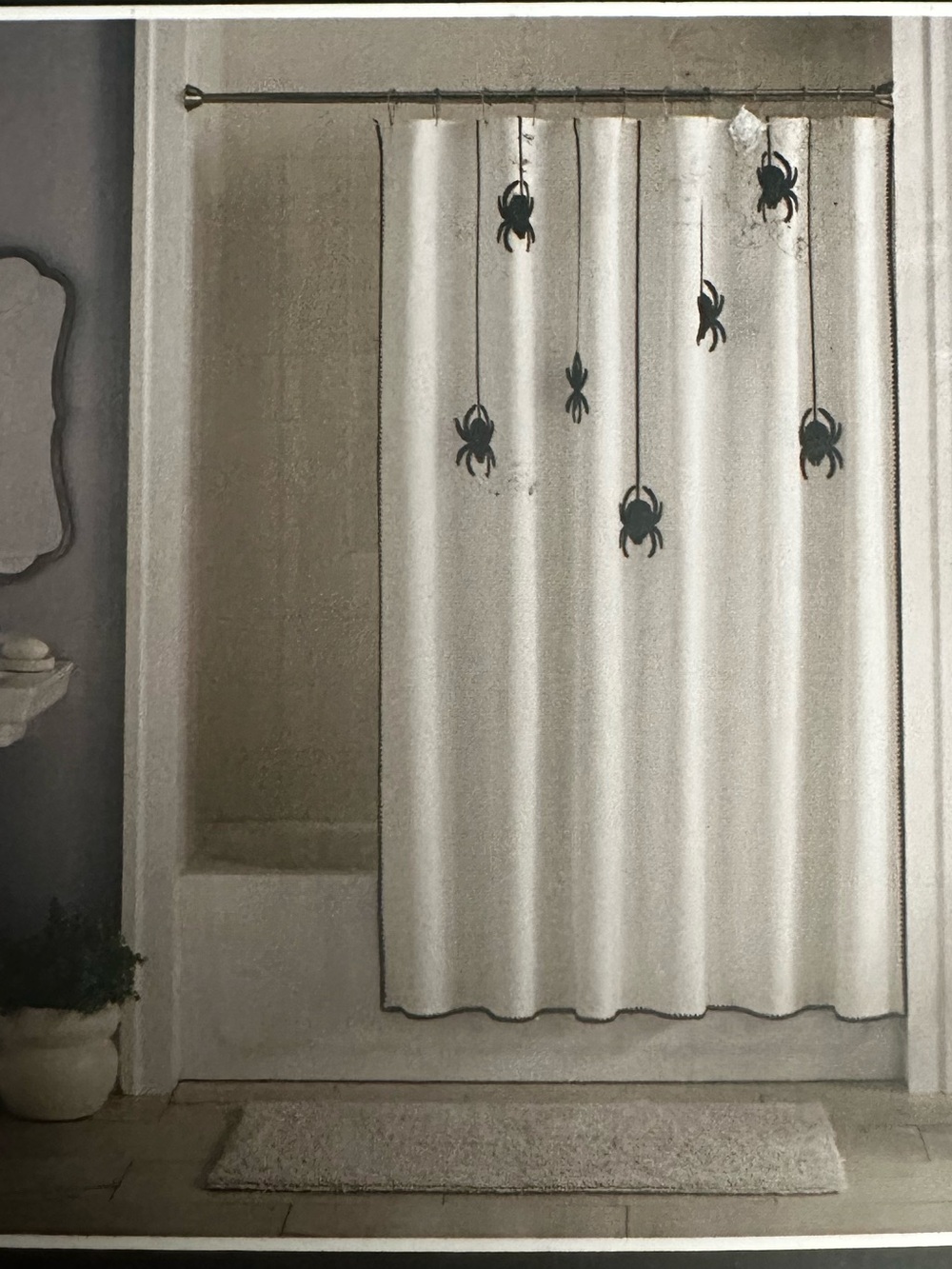 Martha Stewart White Halloween Spider Shower Curtain